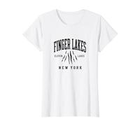 Finger Lakes New York NY Recuerdo Recordatorio Nativo Hombres Mujeres Camiseta gráfica económica, Mujer, Blanco, XL
