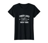 Finger Lakes New York NY Recuerdo Recordatorio Nativo Hombres Mujeres Camiseta gráfica económica, Mujer, Negro, S