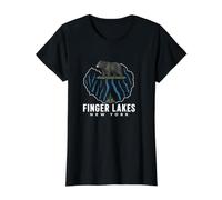 Finger Lakes New York NY Recuerdo Recordatorio Nativo Hombres Mujeres Camiseta gráfica económica, Mujer, Negro, S