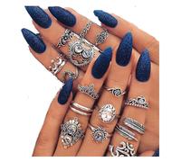 Finger Ring Set Of 16 Pieces Vintage Ladies Boho Crystal Ring Joints