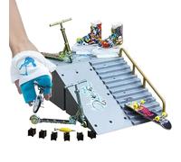 Finger Skateboard Ramp Set - 6.3in Alloy PP Mini Skate Park, Finger Bike Scooter Playset, Educational Coordination Toy | Hand Flexibility Concentration Building Gift For Kids Boys Girls