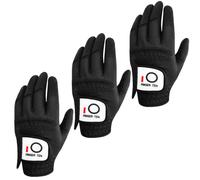 FINGER TEN Golf Gloves Men Left Right Hand Rain Grip Value 3 Pack All Weather Durable Grip Size Small Medium Large XL White Black Blue Red Brown (Bla