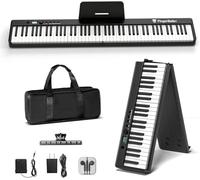 FingerBallet - Teclado de piano portátil con doble peso para piano digital de 88 teclas, tamaño completo, grano de madera, teclado de piano eléctrico con Bluetooth MIDI, adecuado para adultos, niños