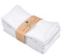 FINGERCRAFT Servilletas de Tela para Cena, Tela de Mezcla de Lino y algodón, Paquete de 12, servilletas con Esquinas en inglete Son preencogidas, Color Blanco