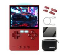 FINGEREVO Trimui Brick - Consola de juegos portátil de 3.2 pulgadas 1024 x 768 IPS de 3000 mAh, sistema abierto Trimui-brick con funda portátil y protector de pantalla, color rojo