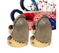 Fingerhut Nähen Verstellbar - Metall Stickhülse Mit Belüftung | Nähschutz Finger | Fingerhut Set 2 Stück Für Stickerei Quilten Reparatur, Komfortabel Anpassbar Langlebig Bronce