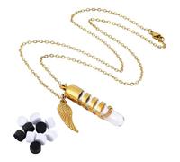 FINGERINSPIRE 1 juego de collar con tubo de cristal de 55,3 cm de largo con colgante de ala para recuerdo 304 alfombrillas de algodón de acero inoxidable con acabado envejecido para recordar a tus