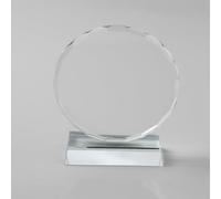 FINGERINSPIRE 1 juego de trofeo de cristal redondo transparente con base rectangular para premios corporativos, 9,8 x 3,3 x 11,1 cm, para hitos, competiciones deportivas, rendimiento académico