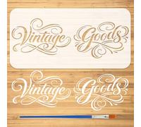 FINGERINSPIRE 1 plantilla de diseño de texto retro con un pincel de pintor, 30 x 15 cm, plantilla de mercancía vintage, plantilla de palabras, plantilla de texto para pintar sobre madera muebles de