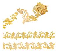 FINGERINSPIRE 1 rollo de apliques bordados de 0,9 m, 45 mm, para planchar, diseño floral vintage, patrón de vid dorada, ribete de encaje, patrón de flores para manualidades, ropa, envoltura de regalos