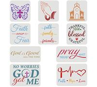 FINGERINSPIRE 10 Piezas 3 tamaños Plantillas cristianas Mariposa rezo Iglesia Signo bíblico Grande Frase Motivacional para decoración Pared Oficina casa - Faith Hope Love, God is Good