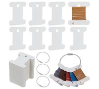 FINGERINSPIRE 100 bobinas de hilo de bordar con 4 anillos con bisagras de bobina de hilo de hierro de 45 x 40 mm, tablero de bobinado de hilo de papel blanco, tarjetas de hilo para almacenamiento de