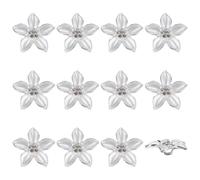 FINGERINSPIRE - 12 Botones de Flor de Cristal de 20 mm, Aleación con Diamantes de Imitación, Forma de Flor Plateada, Costura y Punto Decorativo