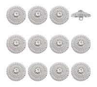 FINGERINSPIRE 12 botones de metal con diamantes de imitación de 20 mm de diámetro, botones de diamantes de imitación de color platino, botones planos redondos de diamantes de imitación para costura,