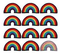 FINGERINSPIRE 12 parches bordados de arco iris gay de 32 x 52 mm, apliques de orgullo gay y lesbiana, parche de arcoíris para planchar en tela LGBT, apliques de tela para sombreros de tela, mochilas,