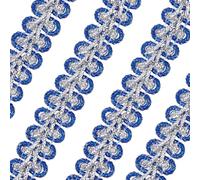 FINGERINSPIRE 13,7m Metálico Trenzado Encaje Ribete Azul y Plata Costura Ciempiés Trenzado Encaje 10 mm Decorado Gimp Ribete para Boda Nupcial DIY Ropa Joyería Artesanía Costura Decoración del Hogar