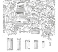 FINGERINSPIRE 180 Mini Diamantes de imitación con Parte Trasera de sacapuntas, 6 tamaños rectangulares de Cristal facetado, Diamantes de imitación de Cristal sin Agujeros, decoración de Joyas con par