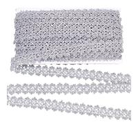 FINGERINSPIRE 18m 26mm Trenza Metálica Adorno Astilla Flor Forma Encaje Cinta Adorno Encaje Adorno para Navidad Vacaciones Decoración Boda DIY Ropa Accesorios Joyería Artesanía Costura