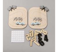 FINGERINSPIRE 2 juegos de letreros mensuales para las etapas de crecimiento del bebé, incluye 2 paneles con 0-9 números y 30 pegatinas, mocasines de MDF accesorios para fotos de recién nacido
