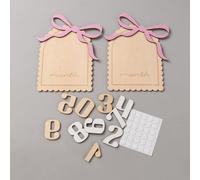 FINGERINSPIRE 2 juegos de letreros mensuales para las etapas de crecimiento del bebé, incluye 2 paneles con 0-9 números y 30 pegatinas de arco de madera MDF con lazo PeachPuff accesorios para fotos de