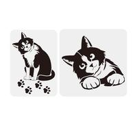 FINGERINSPIRE 2 plantillas de dibujo de gato que mira, 2 tamaños, plantilla de pintura de gato con cabeza inclinada, plantilla reutilizable para decoración de huellas de animales, plantilla para