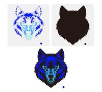 FINGERINSPIRE 2 plantillas grandes de cara de lobo en capas de 30 x 30 cm, plantillas de pintura de lobo feroz, plantillas reutilizables con cabeza de lobo, temas de animales, plantillas de dibujo