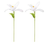 FINGERINSPIRE 2 unidades de flores de lirio artificiales hechas a mano de ganchillo de algodón de punto con alambre de hierro lirios blancos flores artificiales ramo de ganchillo para decoración de