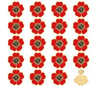 FINGERINSPIRE 20 unidades de flores esmaltadas pin de solapa 25,5 x 26,5 mm rojo Día del conmemorativo flores Pin de solapa aleación esmalte flor broche día de los veteranos insignia para ropa