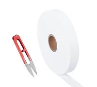FINGERINSPIRE 200m Etiquetas de Etiquetas de Nombre de Ropa Blanca Etiquetas de Tela de Costura en Blanco de 20mm con Tijera Etiquetas de Ropa Personalizadas Lavables para Uniforme Escolar