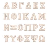 FINGERINSPIRE 24 letras griegas de madera de doble capa de 49,5 mm, letras del alfabeto griego de madera sin terminar, piezas de madera para manualidades, remo, pintura, proyectos de arte, decoración