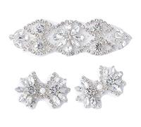 FINGERINSPIRE 3 Piezas de 2 Estilos de Apliques de Diamantes de imitación para Vestido de Novia para Planchar o Coser Parche de Diamantes de imitación Apliques de Costura