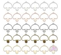 FINGERINSPIRE 30 colgantes de aleación con parte trasera abierta, 5 colores en forma de hongo, marco de resina hueca de resina prensada, biseles de manualidades para manualidades, pendientes, collares