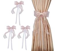 FINGERINSPIRE 4 alzapaños de cortina de mariposa con perlas, rosa brumosa, lazo de perlas, lazos de cortina con lazo, hebilla para decoración de cortinas, cuerda para decoración del hogar