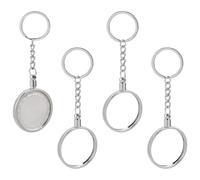 FINGERINSPIRE 4 llaveros de metal para medallones y monedas de 39,5 mm, soporte redondo para medallones con llavero de metal para monedas, medallón, llavero de aleación, plateado, 115mm