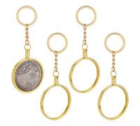 FINGERINSPIRE 4 llaveros de monedas redondos, llaveros, anillos de aleación para monedas de desafío, fichas de colección, medallas conmemorativas, medallones personalizados, dorado, 48mm