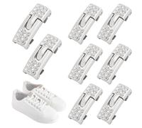 FINGERINSPIRE 4 pares de cordones de diamantes de imitación, 10,5 x 27 mm, ajustables, con brillantes, sin atar, con brillantes de cristal transparente para zapatillas, 10.5x27mm, Acero aleado