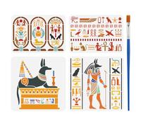 FINGERINSPIRE 4 Plantilla de Símbolos egipcios para Pintar Pincel A4/30cm Reutilizable Modelo de Esfinge del Dios Anubis Jeroglífico Hueco Ojo de Horus Modelo de Plástico Pet Tema de Egipto