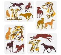 FINGERINSPIRE 4 plantillas de pintura de perro galgo de 4 estilos, 21 x 29,7 cm, plantilla de dibujo reutilizable con temática de animales, plantilla para pintar en pared, muebles, decoración del