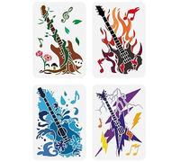FINGERINSPIRE 4 plantillas eléctricas Guitarras Rock 21x29.7 cm Reutilizables
