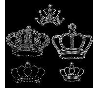 FINGERINSPIRE 5 unids Corona patrón Hierro en Cristal Rhinestone calcomanías Corona Grande Transferencia Hierro en Hotfix Transferencia Rhinestone Transferencia Transferencia Parches para Ropa Adorno