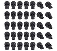 FINGERINSPIRE 50 unidades de calaveras en miniatura, decoración de Halloween, 14,5 x 26 x 16,5 mm, plástico negro, calaveras de Halloween, mini pantallas, sin agujero, para bricolaje, hogar, festival