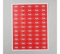 FINGERINSPIRE 500 etiquetas adhesivas ovaladas de pescado de 25 x 45 mm, etiquetas adhesivas ovaladas para tienda de comestibles, etiquetas de alimentos, etiquetas de carne con patrón de palabras