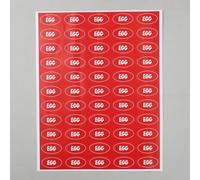 FINGERINSPIRE 500 etiquetas ovaladas para alimentos, huevos, 25 x 45 mm, autoadhesivas, para tiendas de comestibles, etiquetas de alimentos, con patrón de palabras, etiquetas de carne, pegatinas de