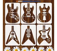 FINGERINSPIRE 6 plantillas de guitarra 21 x 29,7 cm moderna para cuerpo de guitarra plantilla de pintura reutilizable de plástico con pincel para pintar sobre paredes de madera lienzo muebles