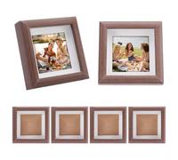 FINGERINSPIRE 6 unidades 119,5 x 119,5 mm pequeños marcos para fotos de madera con ventana de cristal cuadrada color marrón coco marcos para exhibición de mesa mini exposición foto decoración para