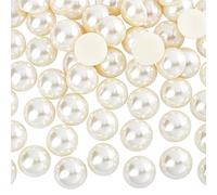 FINGERINSPIRE 60 piezas de 25 mm de color beige con parte trasera plana perla extral grande cabujón cuentas de media perlas con contenedor grande mitad redonda perlas sueltas gemas