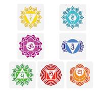 FINGERINSPIRE 7 plantillas de pintura con símbolos de chakra humano, 15 cm, reutilizables, diseño de mandala, flores de mandala, grandes temas religiosos, PET para bricolaje, pared, álbumes de