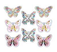 FINGERINSPIRE 8 parches bordados de mariposa de lentejuelas de 4 estilos, 2 tamaños, parches de mariposa de lentejuelas para planchar para ropa, vestido, cortina, cabello, hogar, boda, accesorios