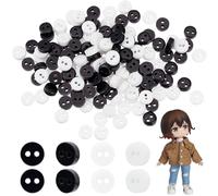 FINGERINSPIRE 800 Mini Botones de Resina de 6mm Botones de Resina Blanco y Negro con patrón Redondo Mini Botones pequeños de 2 Agujeros Herramientas de Costura botón Decorativo para muñeca