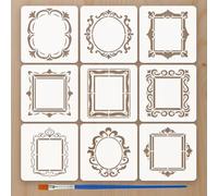 FINGERINSPIRE 9 plantillas con forma de marco para pintar con pincel 15 x 15 cm plantilla de dibujo para marco ovalado circular rectangular cuadrado plantilla de plástico reutilizable para pintar